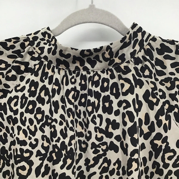 LOFT Women’s Silky Animal Print Hi Neck Blouse Top Career Work Size Small - Picture 3 of 7